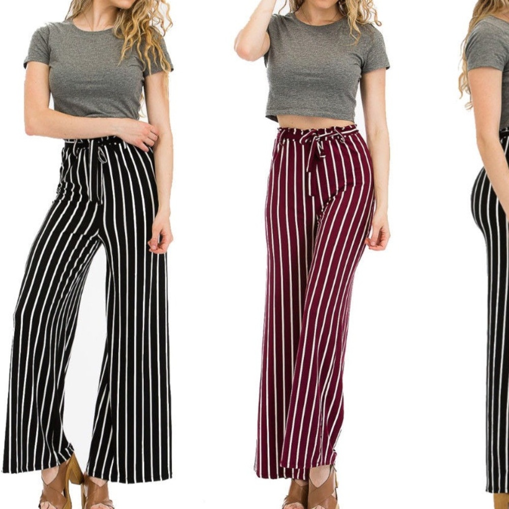 Plus Size Wide Leg Pant High Tie Waist